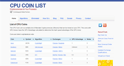 Desktop Screenshot of cpucoinlist.com